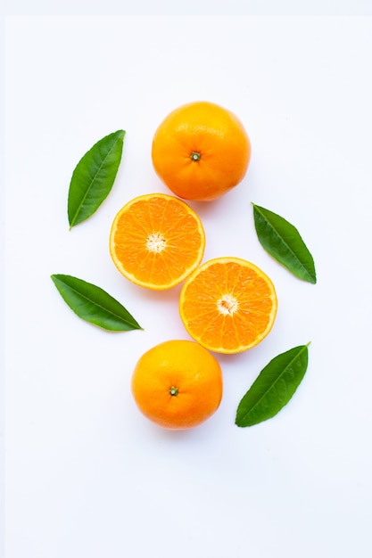 Fresh orange citrus fruit on white.