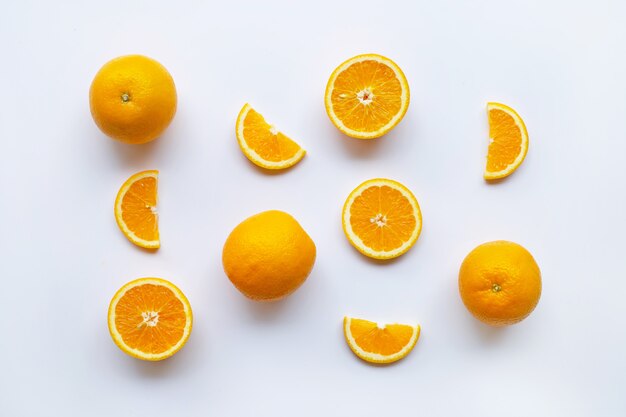 Fresh orange citrus fruits on white