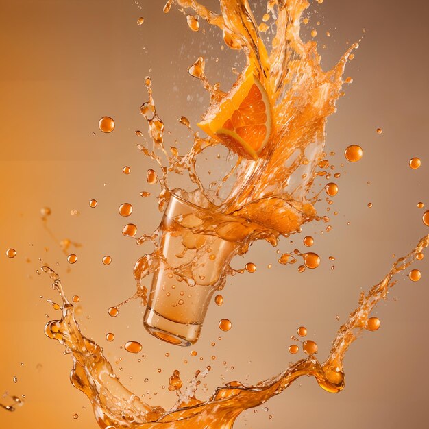 Fresh orange drink in a glass