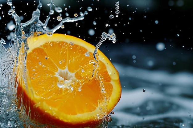 Fresh orange drink with splashes of water