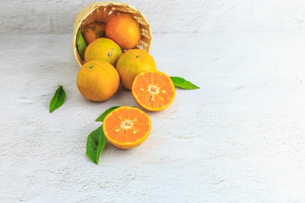 Fresh orange fruit in the basket