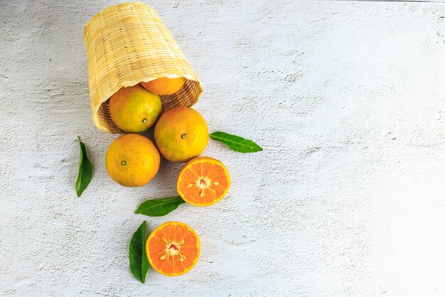 Fresh orange fruit in the basket