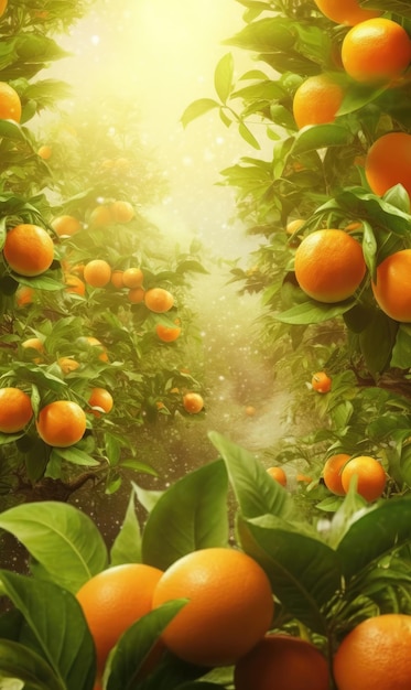 Fresh orange fruit flying in studio background restaurant and garden background
