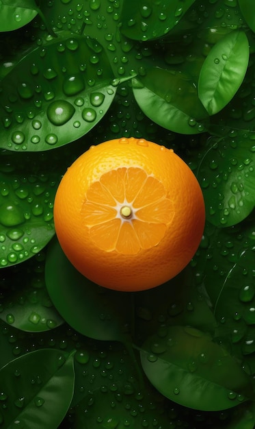 Fresh orange fruit flying in studio background restaurant and garden background