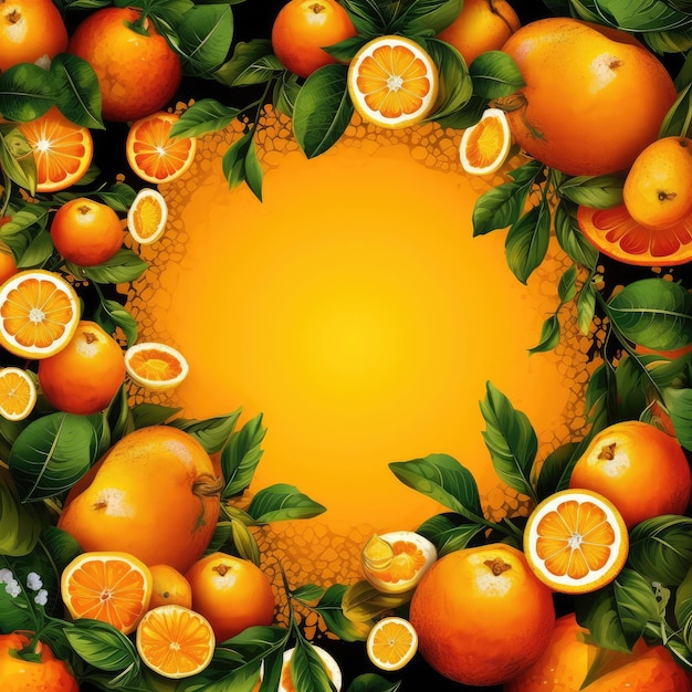 Fresh orange fruit flying in studio background restaurant and garden background