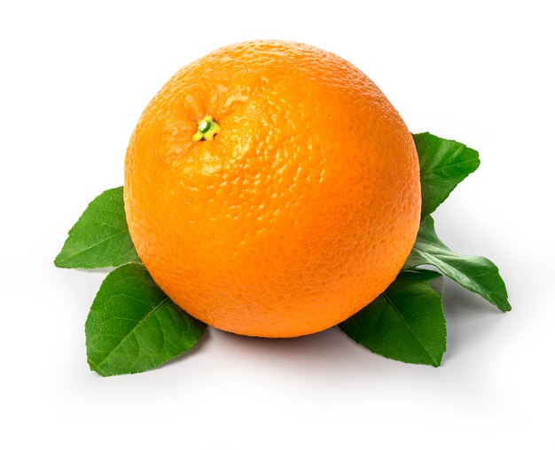 Fresh orange fruit with leaf