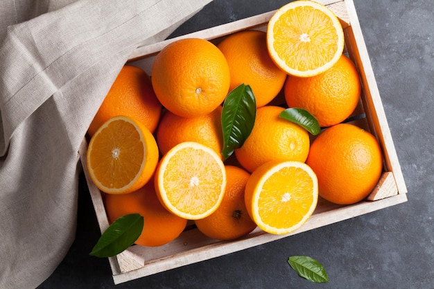 Fresh orange fruits box