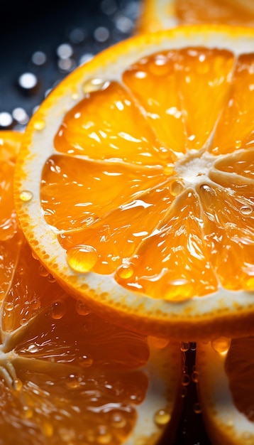 A fresh orange fruits photography with cinematic watersplash