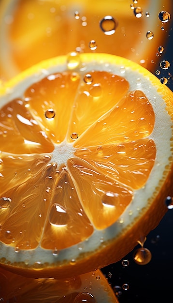 A fresh orange fruits photography with cinematic watersplash