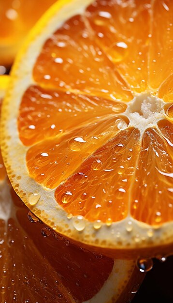 Foto una fotografia di frutta d'arancia fresca con spruzzo d'acqua cinematografico