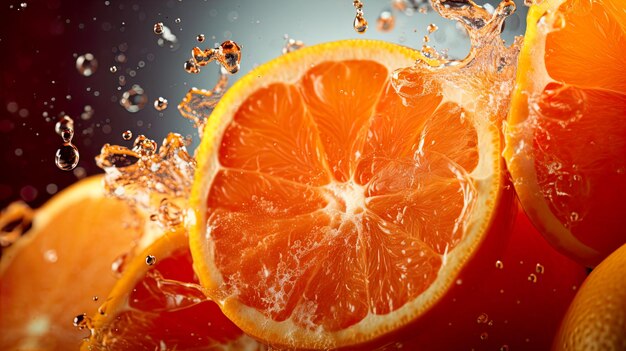 Fresh orange fruits with splash water Generate AI