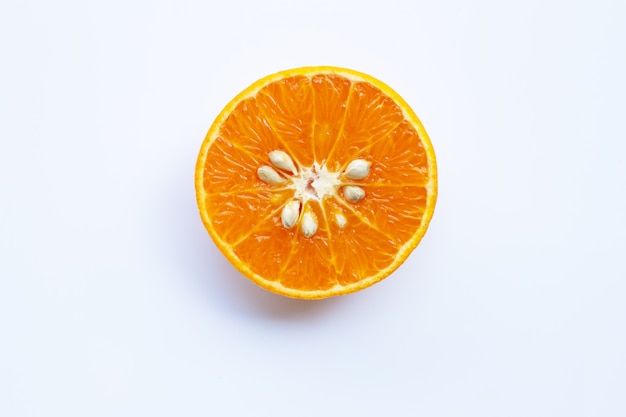 Fresh orange isolated on white background.