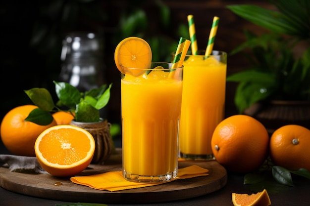 Fresh orange juice for drink in bottle glass