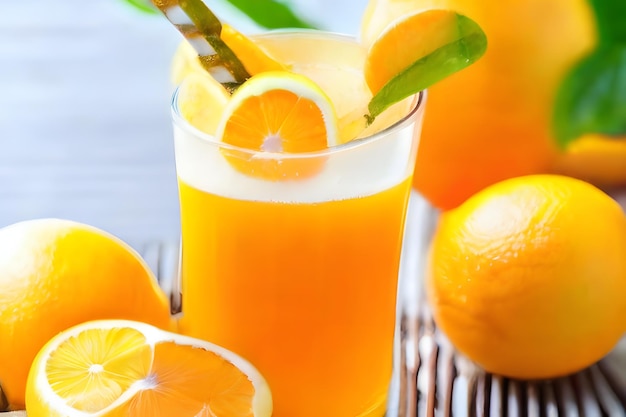 Fresh orange juice drink in table natural