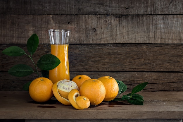 Fresh orange juice in the glass jar