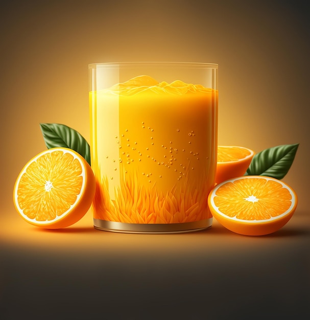 Fresh Orange Juice Illustration Generative AI