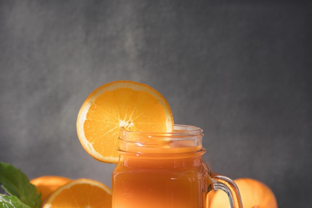 Fresh orange juice on the kitchen table