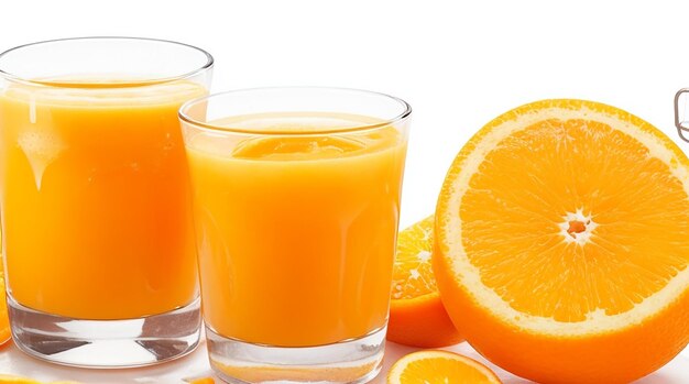 Fresh orange juice and oranges