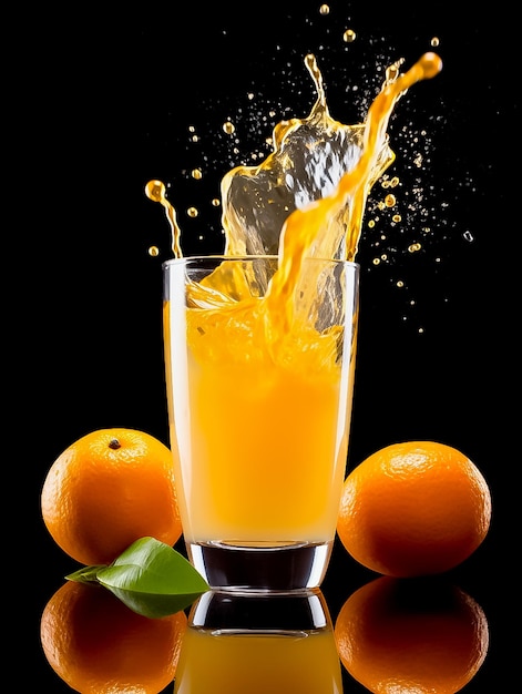 Fresh Orange juice pouring splash Ai generated