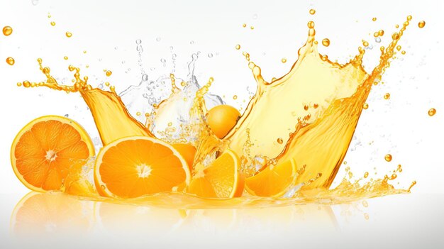 Fresh orange juice splash out isolated on white background ai generated image