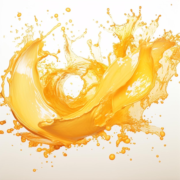 Fresh orange juice splashes on a white background