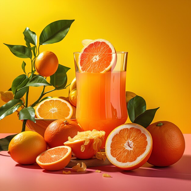 Fresh orange juice with fruits