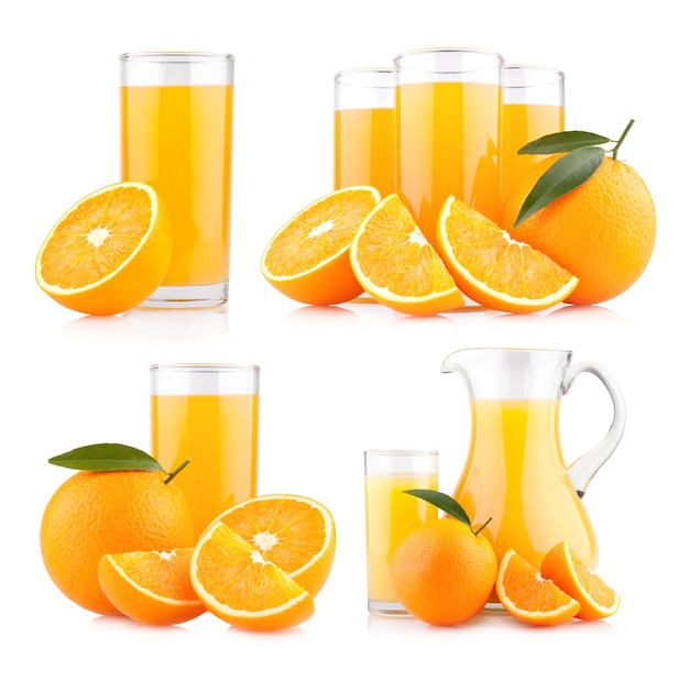 Fresh orange juices with ripe oranges