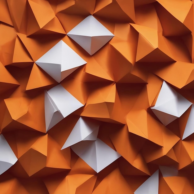 Fresh orange paper origami geometry abstract background