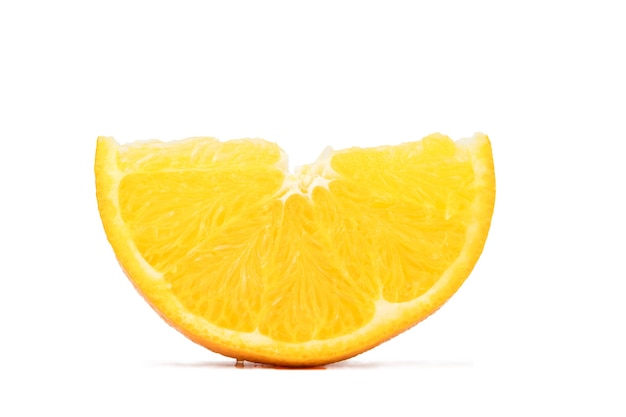 Fresh orange slice isolated on white background.