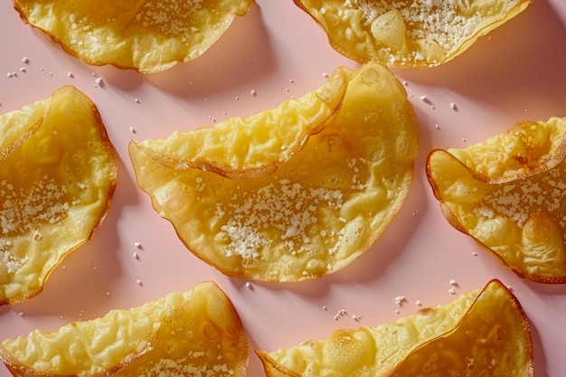 Photo fresh orange slices sprinkled with sugar on a pastel pink background citrus fruit flat lay