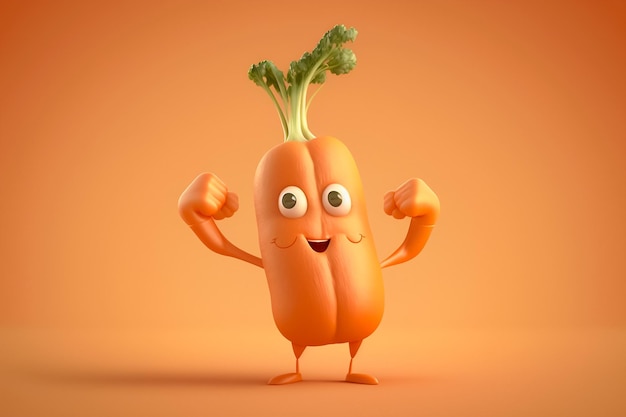 Fresh orange smiling carrot character