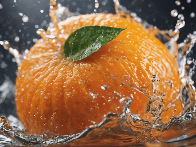 Fresh orange splash of water fruit