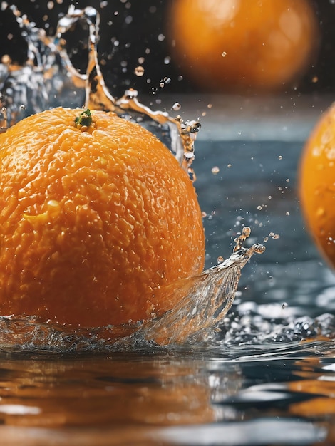 Fresh orange splash of water fruit