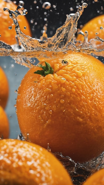 Fresh orange splash of water fruit