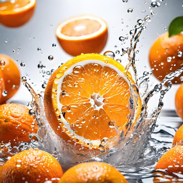 Fresh Orange splash on to water