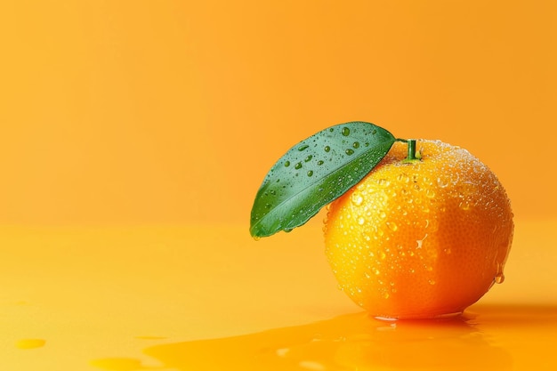 Fresh Orange With Green Leaf