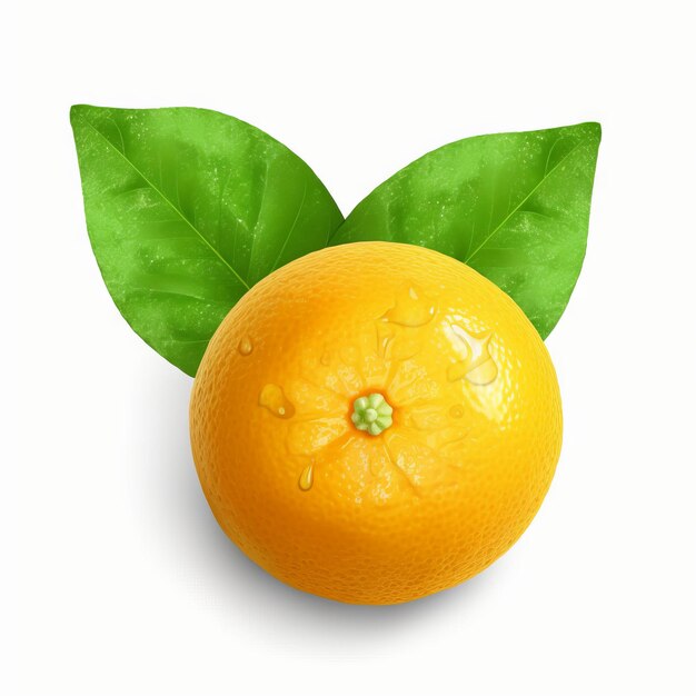 색에 분리 된 절단 경로와 함께 잎과 함께 신선한 오렌지