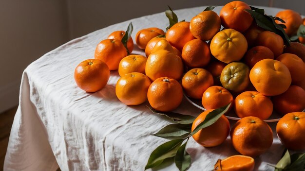 Fresh oranges fruit on table