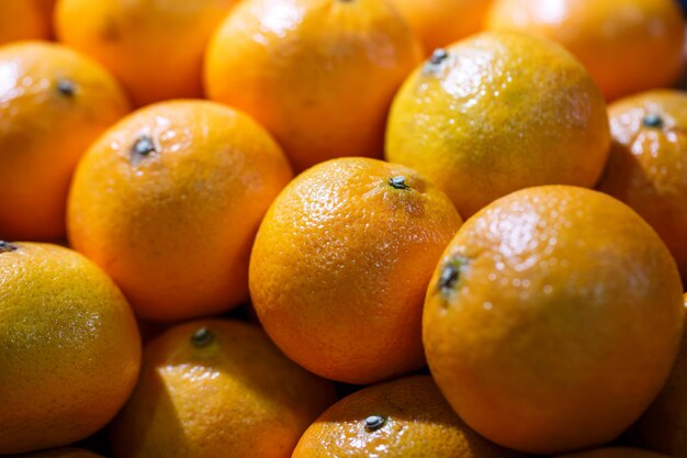 Fresh oranges on market stall