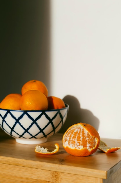 Fresh oranges on table