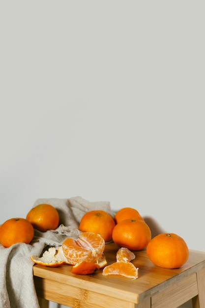 Fresh oranges on table