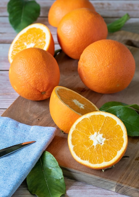 Fresh oranges on a table
