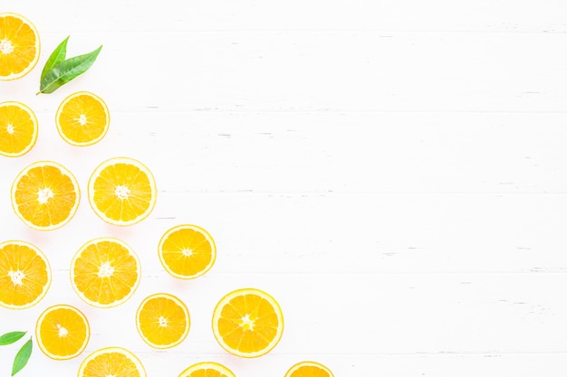 Fresh oranges on white background