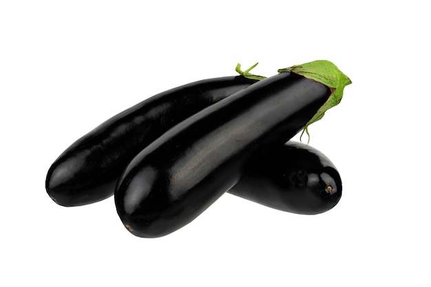 fresh orgaic eggplant aubergine Isolated on a white