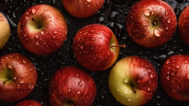 Fresh organic apple fruit horizontal background