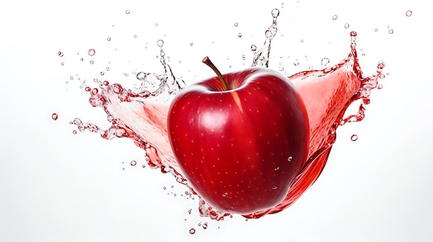 Fresh organic apple fruits juice splash on white background Fruits juice splash