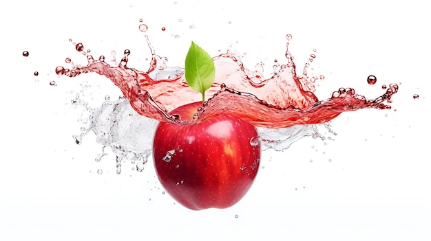 Fresh organic apple fruits juice splash on white background Fruits juice splash