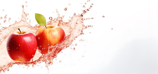 Fresh organic apple fruits juice splash on white background Fruits juice splash