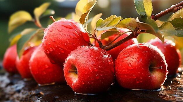 新鮮な有機リンゴ、自然の中で育った健康的なフルーツミール