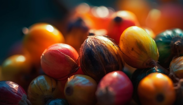 Свежий органический осенний урожай — красочный праздник здорового освежения, созданный искусственным интеллектом.